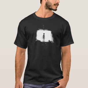 Alien Space Ufo Silhouette Entführung Schwarz-weiß T-Shirt