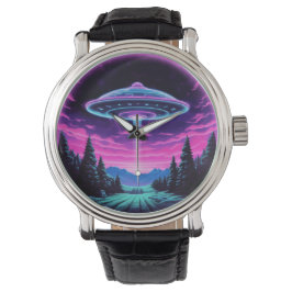 Alien Spaceship Retro Futuristic Armbanduhr