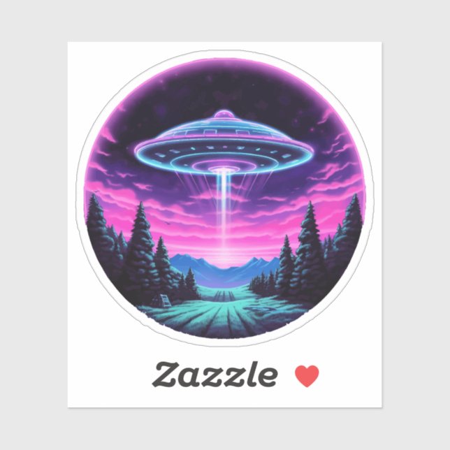 Alien Spaceship Retro Futuristic Aufkleber (Blatt)