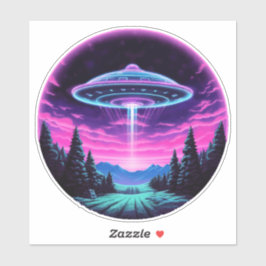 Alien Spaceship Retro Futuristic Aufkleber