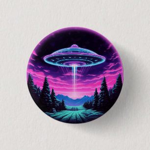 Alien Spaceship Retro Futuristic Button