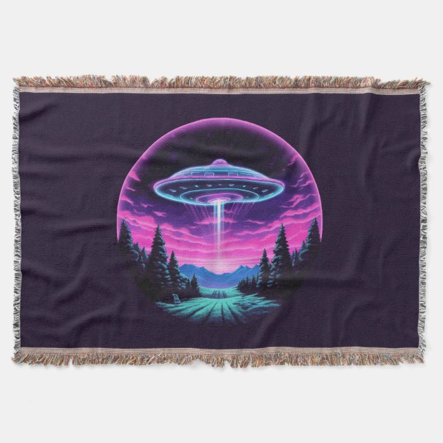 Alien Spaceship Retro Futuristic Decke (Vorderseite)