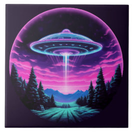 Alien Spaceship Retro Futuristic Fliese