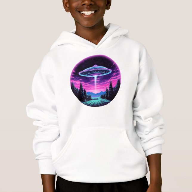 Alien Spaceship Retro Futuristic Hoodie (Vorderseite)