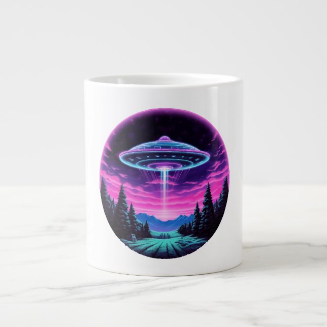 Alien Spaceship Retro Futuristic Jumbo-Tasse (Vorderseite)