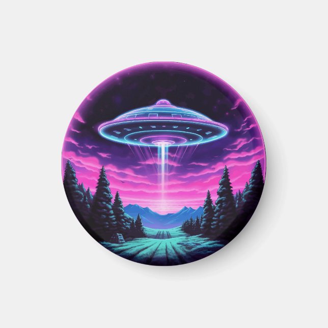 Alien Spaceship Retro Futuristic Magnet (Vorne)