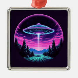 Alien Spaceship Retro Futuristic Ornament Aus Metall