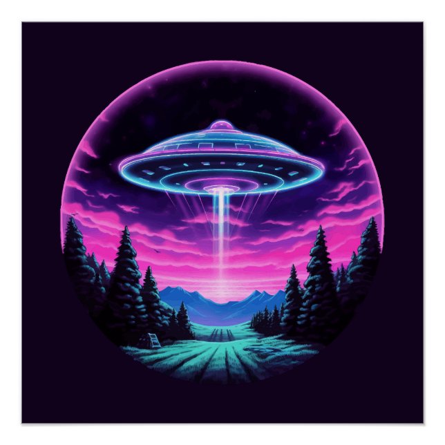 Alien Spaceship Retro Futuristic Poster (Vorderseite)