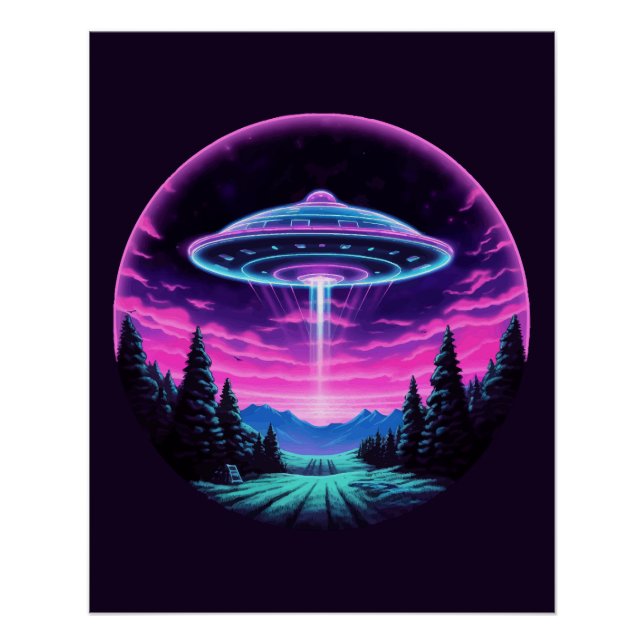 Alien Spaceship Retro Futuristic Poster (Vorderseite)