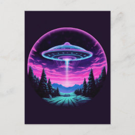 Alien Spaceship Retro Futuristic Postkarte