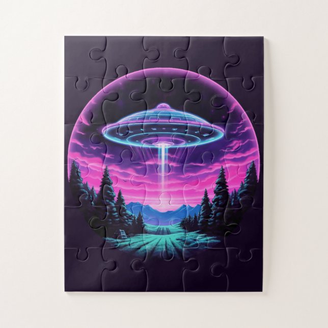 Alien Spaceship Retro Futuristic Puzzle (Vertikal)