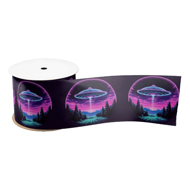 Alien Spaceship Retro Futuristic Satinband (Spule)