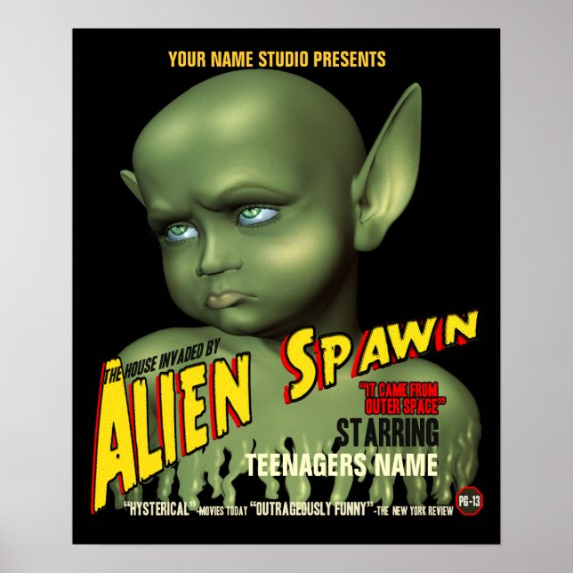 Alien Spawn B-Movie Customizable Poster (Vorne)