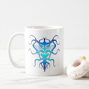 Alien Species Tribal Tattoo Design - Blauer Kaffee Kaffeetasse