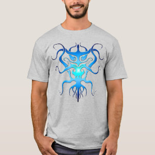 Alien-Spezies-Tribal-Tätowierungsdesign Blau T-Shirt