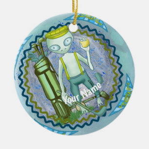 Alien spielt Golf-Ornament Keramik Ornament
