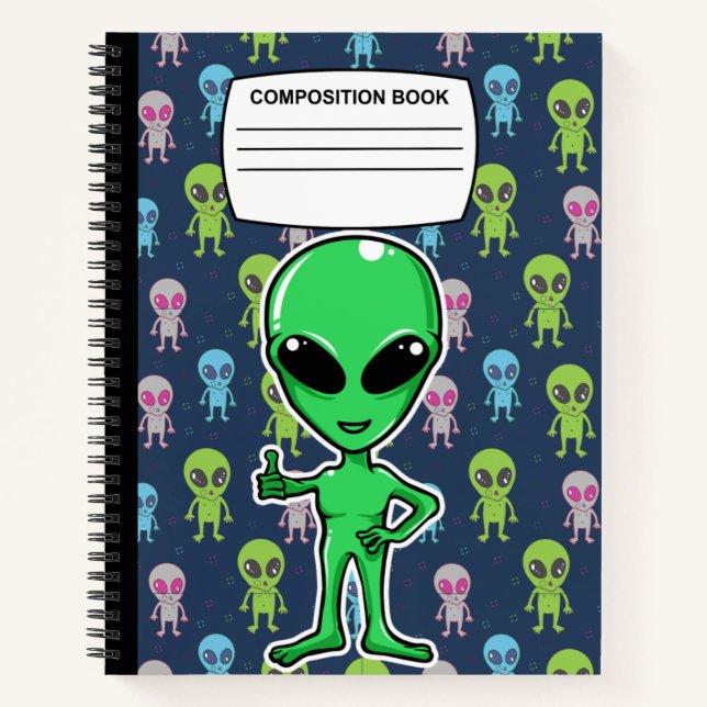 Alien Spiralkomposition Notebook Notizbuch (Vorderseite)