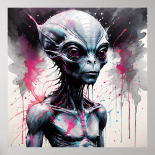 Alien Splash Paint Poster