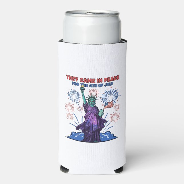 Alien Statue of Liberty 4. Juli Selters Dosenkühler (Seltzer Vorderseite)
