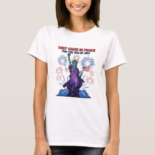 Alien Statue of Liberty 4. Juli T-Shirt