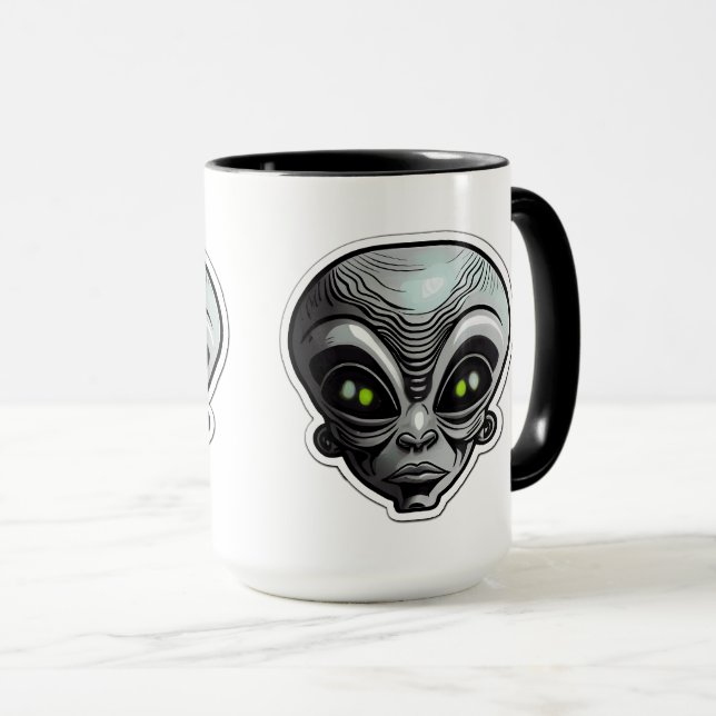 Alien Sticker Art Combo Tasse, 15 oz Tasse (VorderseiteRechts)