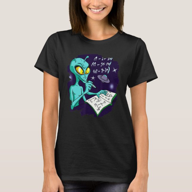 Alien Studying Solving Math Science Physics Equati T-Shirt (Vorderseite)