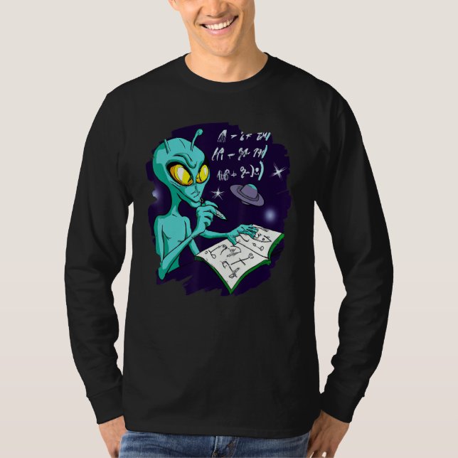 Alien Studying Solving Math Science Physics Equati T-Shirt (Vorderseite)
