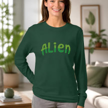 Alien Süß Spielend Weltraum-Alien Grüne Typografie