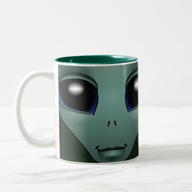 Alien-Tassen-graue außerirdische Schalen u. Zweifarbige Tasse (Links)