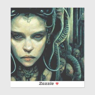 Alien Tech Girl Science Fiction Aufkleber