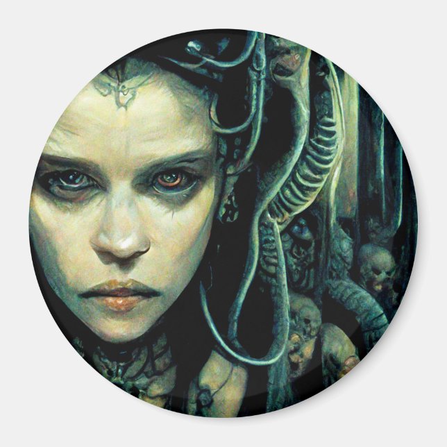 Alien Tech Girl Science Fiction Magnet (Vorne)