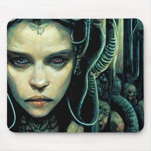 Alien Tech Girl Science Fiction Mousepad (Vorne)