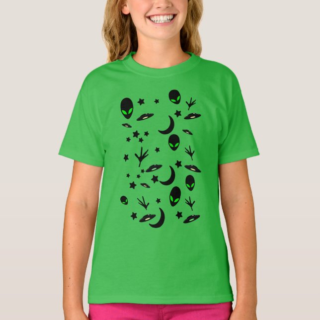 Alien Themed Pattern T-Shirt (Vorderseite)