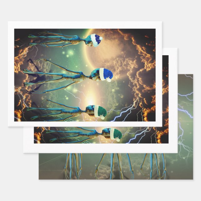 Alien Three Kings Wrapping Paper Geschenkpapier Set (Set)