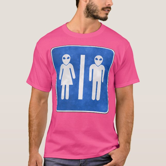 Alien Toilet Sign T-Shirt (Vorderseite)