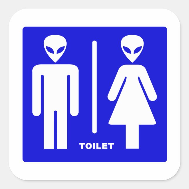 Alien Toilette Quadratischer Aufkleber (Vorderseite)