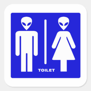 Alien Toilette Quadratischer Aufkleber