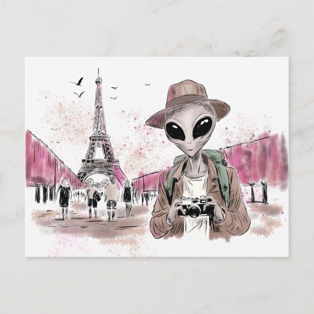 Alien Touring Paris Postkarte (Vorderseite)