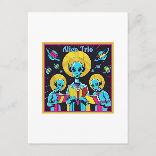 Alien Trio - eine Gruppe von drei Alien Sängern Postkarte (Vorderseite)