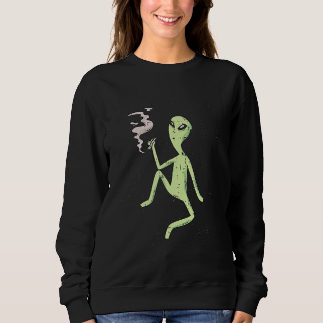 Alien Tuxedo Weed Joint Pot Smoker Sweatshirt (Vorderseite)