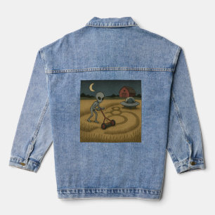Alien über den sonnigen Raum Science Fiction Jeansjacke
