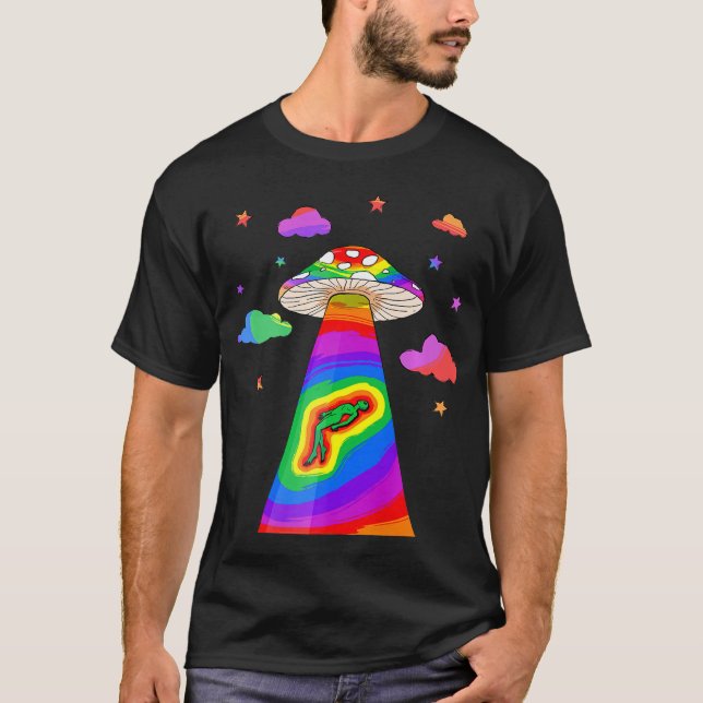 Alien UFO Abduction Pilzüberwurf T-Shirt (Vorderseite)