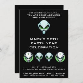 Alien UFO Abduction Space Geburtstagsparty Einladung