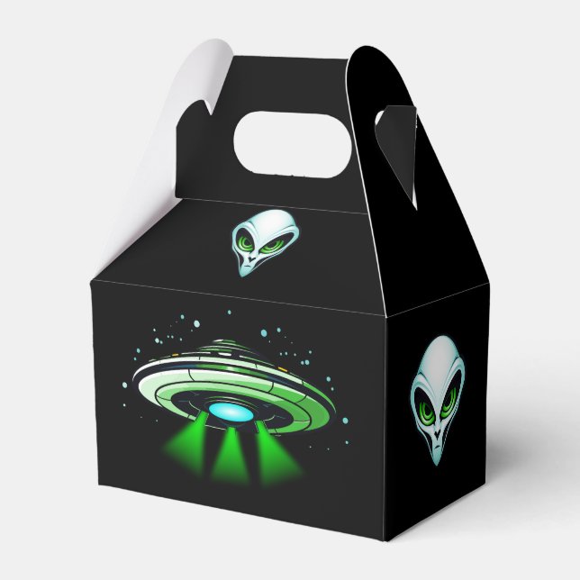 Alien UFO Abduction Spaceship Geburtstagsparty Geschenkschachtel (Vorderseite)