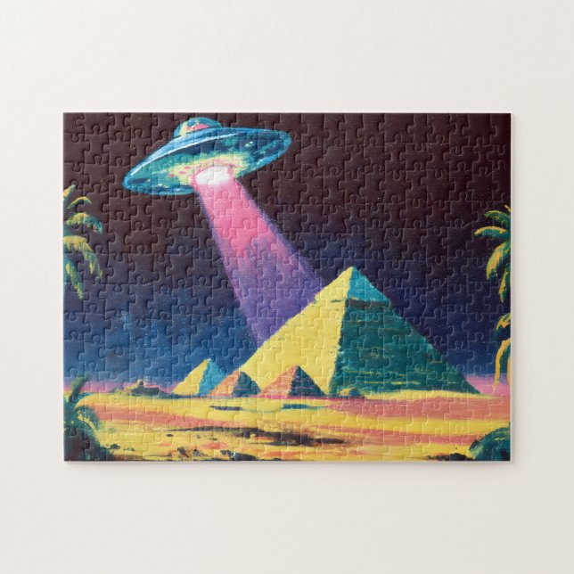 Alien UFO Ägyptische Pyramiden Puzzle (Horizontal)