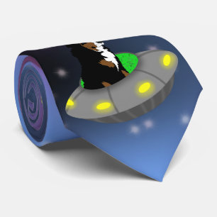 Alien UFO Bernese Mountain Dog Krawatte