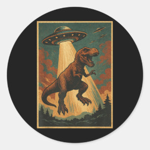 Alien-Ufo-Entführungs-Shirt Dinosaurier-Shirt Männ Runder Aufkleber