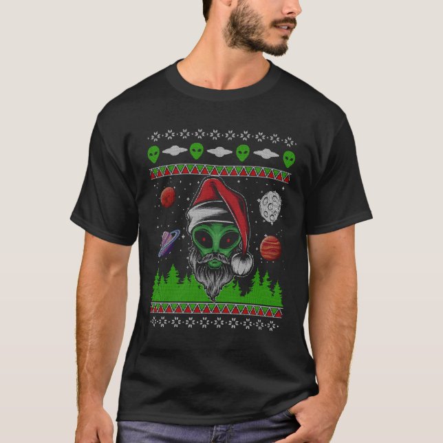 Alien UFO ET Paranormal Ugusweihnachtssüßer Kni T-Shirt (Vorderseite)