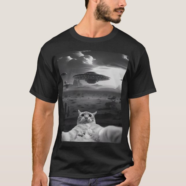 Alien Ufo Funny Cat T-Shirt (Vorderseite)