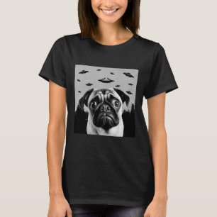 Alien UFO Funny Mops Hund Lover Männer Frauen Kind T-Shirt